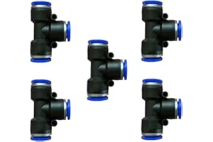 ROZESAZZ 5 Pcs 1/2" x 1/2"x 1/2" Pneumatic T Shaped 3 Way Tube Reducer Connector,Quick Push to Connect Tee Fitting