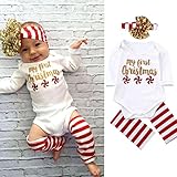 AMA(TM) Baby Boy Girl Christmas Set Romper Jumpsuit Bodysuit + Hairband + Leg Warm