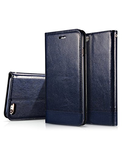 Crosspace iPhone 8 Case, iPhone 7 Wallet Case, Flip PU Leather Protective Shell Magnetic Folio Book Stand Cover with Card Holder for Apple iPhone 8 iPhone 7-Blue