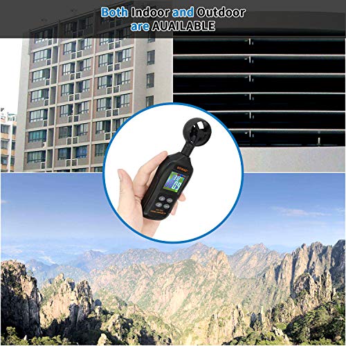 BDMETER Digital LCD Anemometer Wind Speed Meter, Temperature Air Flow Velocity Measurement Thermometer with Backlight for Windsurfing Kite Flying Sailing Surfing Fishing