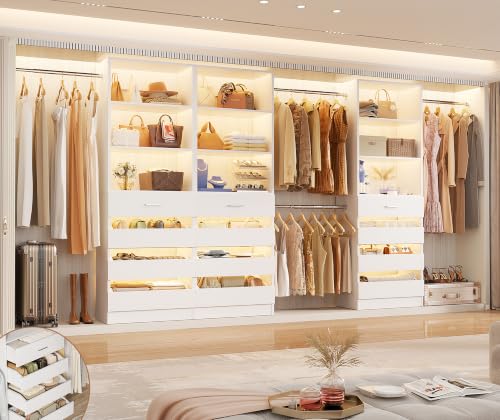 Aheaplus Closet System with 12 Drawers, 8.5-11.5Ft Closet Organizer System