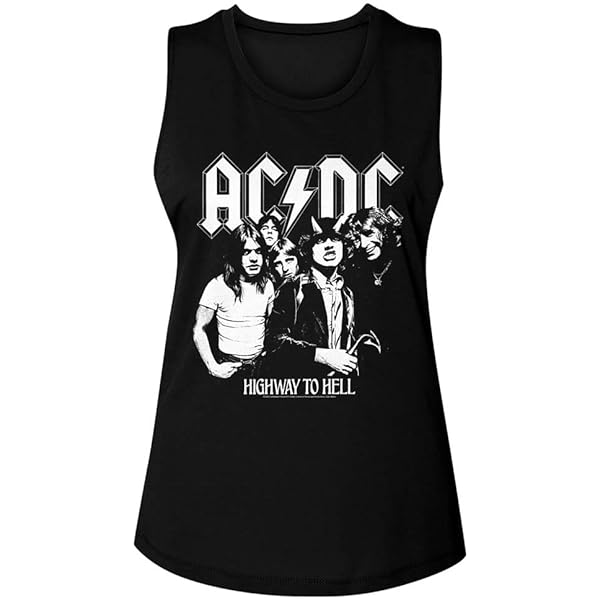 Acdc Camisetas Mujer ACDC Camiseta Sin Mangas Negra, Negro, S