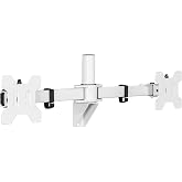 VIVO White Dual Monitor Wall Mount for 21-32 in Screens, MOUNT-TS32W | Premium, Fits 2 Screens, LCD LED Monitor Mount, Heavy Duty Adjustable Telescoping Arms, Flush Wall Setup, Holds 22 lbs Each