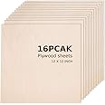 Basswood Sheets for Crafts 16Pcs 12 x 12 x 1/12 Inch- 2mm Thick Plywood Sheets with Smooth Surfaces-Unfinished Squares Wood B