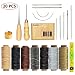 SIMPZIA 20 Pieces Leather Craft Tools with Hand Sewing Needles Drilling Awl Waxed Thread and Thimble for Leather Upholstery Carpet Canvas DIY Sewing