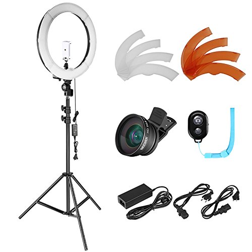 Neewer Photo Studio LED Ring Light Lighting Kit 14inch Outer Dimmable LED Ring Light,6.5 feet