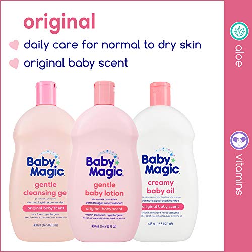 Baby Magic Creamy Baby Oil | 9oz (Pack of 6) | Coconut Oil & Camelia Oil | Free of Parabens, Phthalates, Sulfates and Dyes