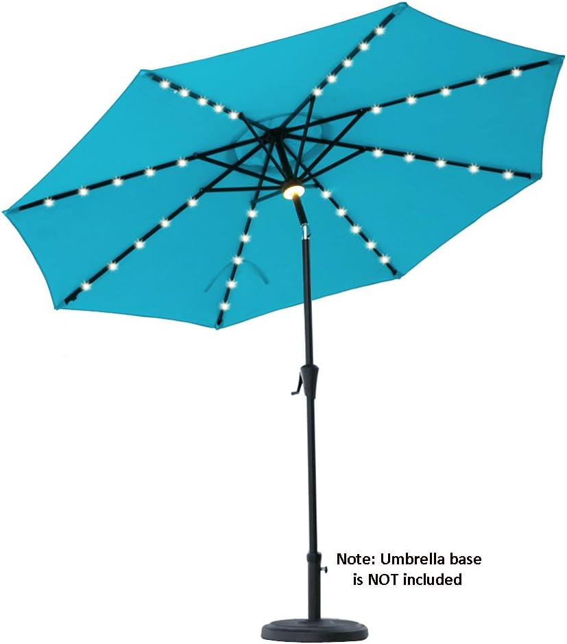 Amazon Com Flame Shade 9 Ft Outdoor Patio Umbrella With Solar Led Lights And Tilt Aqua Blue Garden Outdoor