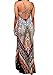 Adogirl Women's Spaghetti Strap Backless Bodycon Floral Aztec Print Maxi Dress S