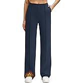G4Free Women's Fleece Lined Wide Leg Pants High Waist Front Seam Thermal Sweatpants with Pockets Casual