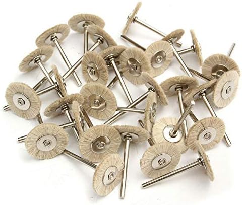 FireAngels 30pcs Polishing Wheel Wool Brush, 3mm Soft Polishing Brushes White Goat Hair Buffing Cleaning Wheels Brush Burs for Rotary Tool