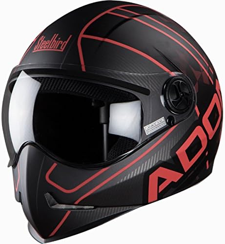STEELBIRD Hi TECH Adonis Majestiic Matt with Plain Visor (H.Grey with Red, Large, 600 mm)