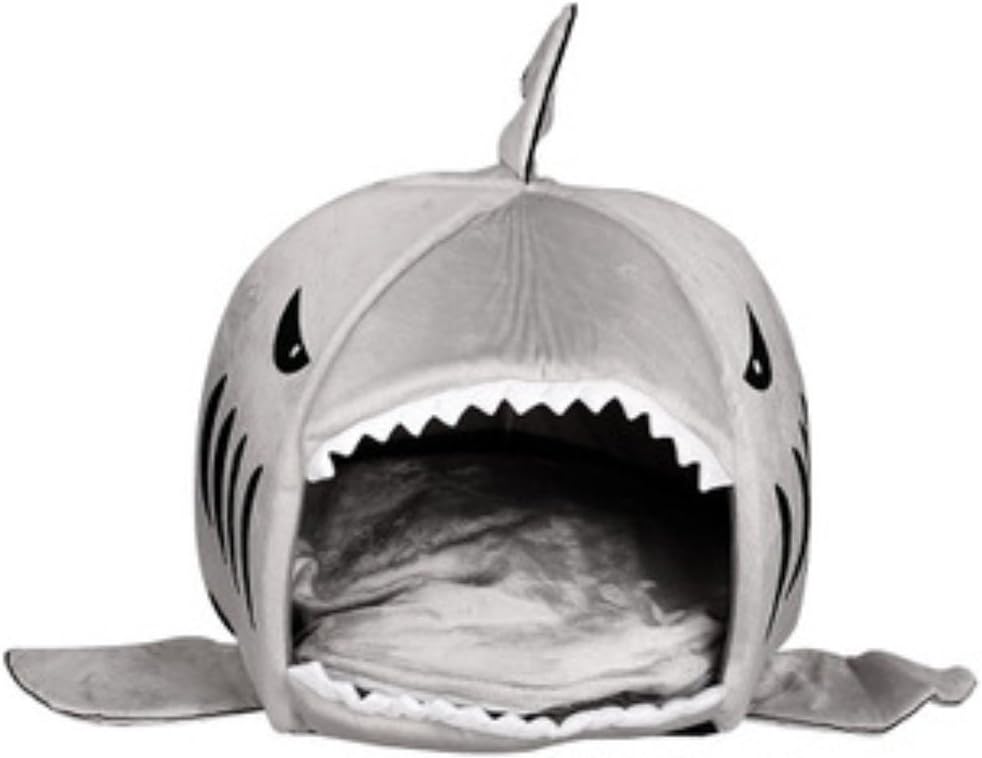 HUIFENG Shark Round House Puppy Bed with Pet Bed Mat