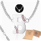 QINJIEJIE Baseball Necklace Drip Initial J Letter Necklaces Sports Accessories Charm Pendant Stainless Steel Silver Baseball Chain 22inch Personalized Gifts Valentines Day Gifts for Him