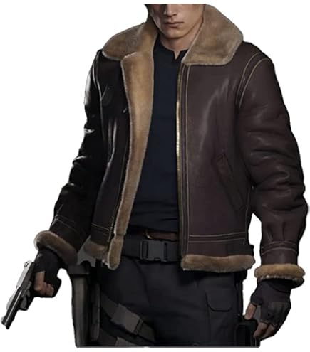 Leder Fashions Men's Black Resident RE6 Evil Leon S Kennedy