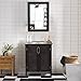 AECOJOY Bathroom Cabinet with Mirror, Espresso Wood Vanity Units, Morden Sink Stand Pedestal