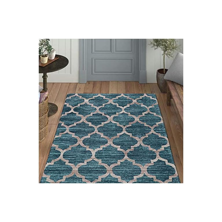 Lahome Moroccan Area Rug 3’ X 5’ Faux Wool NonSlip Area Rug Accent