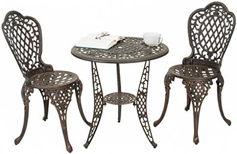 Bronze Cast Aluminum Patio Furniture Bistro Set, 3-Piece