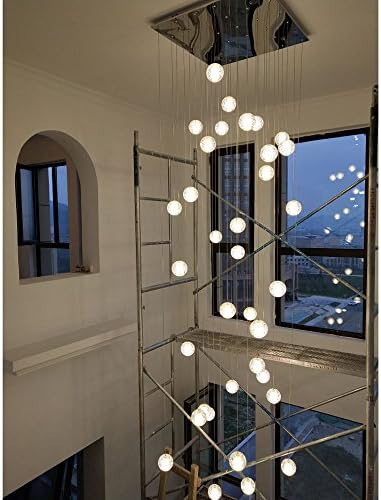 YOUZHENGJIA Modern Crystal Chandelier Bubble Light Led Meteo Shower Magic Crystal Ball (30 heads square base)