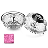2-Pack Kitchen Sink Drain Strainer Stainless Steel Drain Filter Strainer with Large Wide Rim 3.5" for Kitchen Sinks + Free Dish Towel