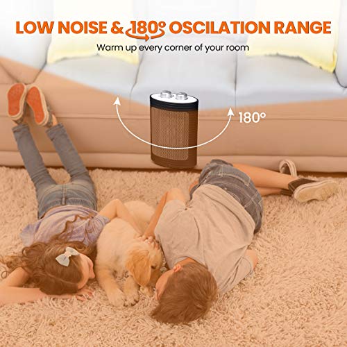 AMBOTHER Space Heater 750W / 1500W Portable Electric Heater Fan with Overheating Protection, Auto Off Function, Adjustable Thermostat, PTC Heating Element for Indoor, Office, Home