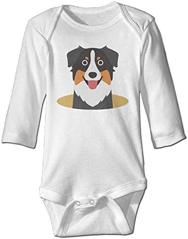 Australian Shepherd Dog Newborn Babys Boy's & Girl's Long Sleeve Bodysuit Outfits For 0-24 Months