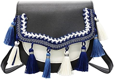 Solarfun Saddle Bag With Tassel for Women Girls Chic PU Leather Crossbody Shoulder Bag Small