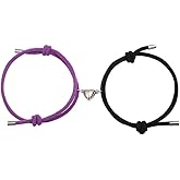 YUQCUZEU 2pcs Heart Shaped Couple Bracelets Matching Chain Rope Friendship Bracelet Gift for Boyfriend Girlfriend Women Men