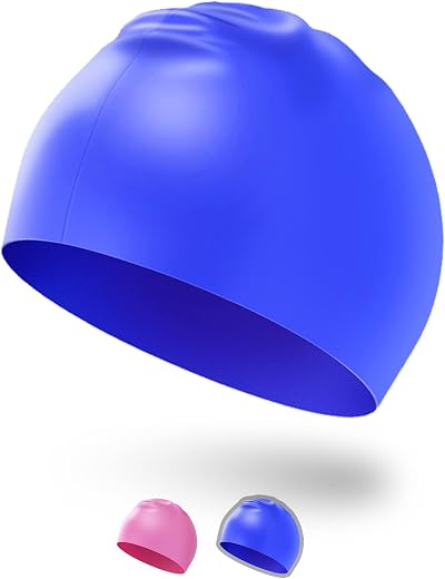 Darbermu Kids Waterproof Silicone Swimming Cap Blue 22x19cm