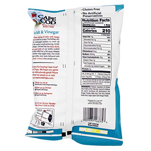 Cape Cod Sea Salt & Vinegar Kettle Cooked Potato Chips, GlutenFree, 1