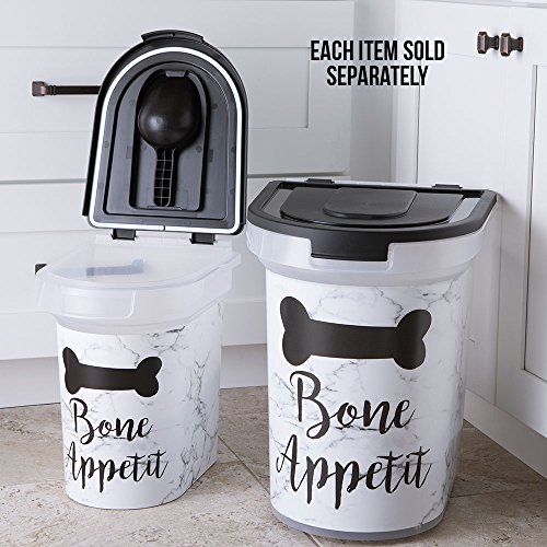 Paw Prints Plastic Rolling Pet Food Bin, Bone Appetit Design, 26lb - Thumbnail 6
