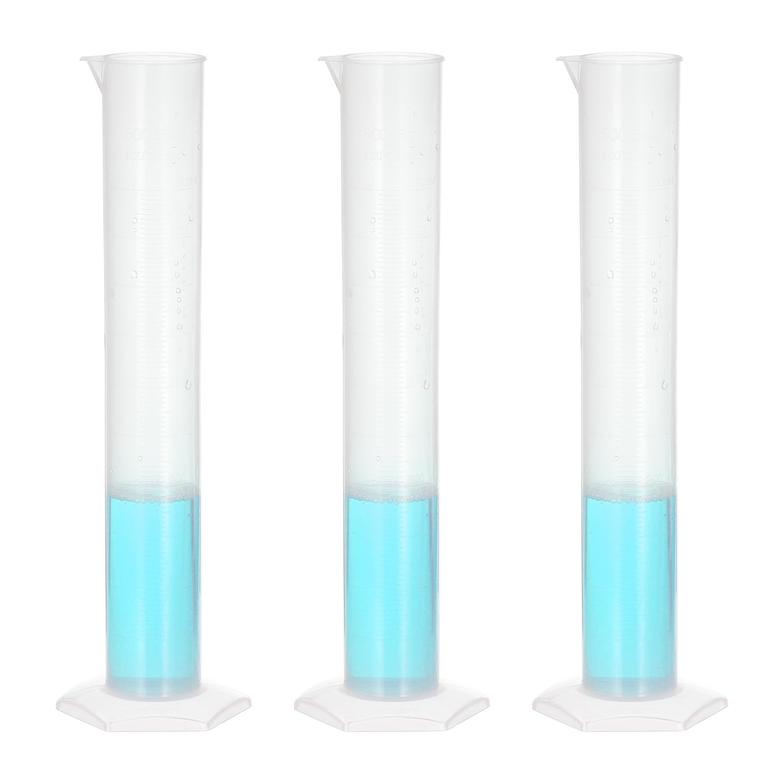 PATIKIL 500ml PP Plastic Graduated Cylinder, 3 Pack