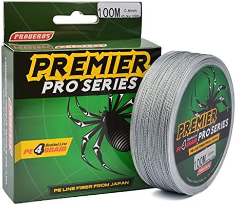 Pro series-Braided Fishing Line, Abrasion Resistant Braided Lines, High Sensitivity and Zero Stretch-4 Strands Smaller Diameter (Gray, 8 LB (3.60KG) 0.12mm-110 Yds)