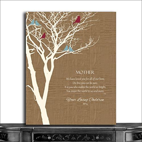 8x10 Metal Art Print - Personalized Gift For Mother on Mothers Day Gift For Mum Gift From Bride or Groom Family Tree Wedding Poem Verse Thank You Gift Birthday Gift Custom - Deluxe Velvet Tabletop Stand & Gift Wrapping CWA-M1034