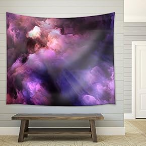 Surreal, Vivid, Dark Purple and red Storm Clouds Swirl and Billow - Fabric Wall Tapestry Home Decor - 51x60 inches
