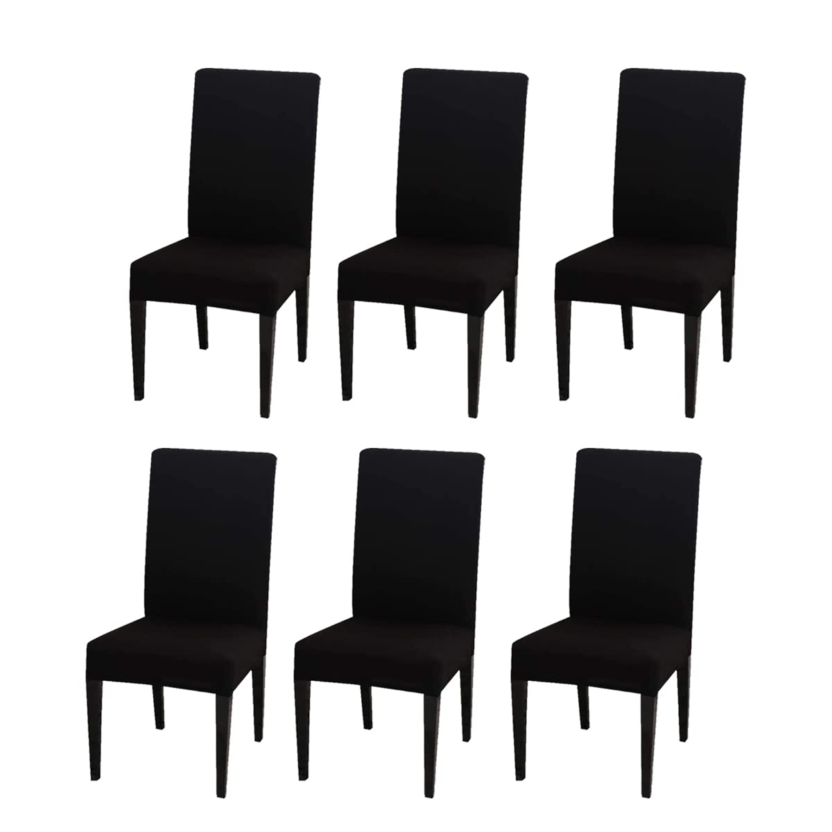 Chickwin Dining Chair Cover Set of 6, Stretch Dining Chair Slipcover Modern High Back Chair Cover, Elastic Washable Dining Chair Seat Protector for Kitchen Dining room (Black)