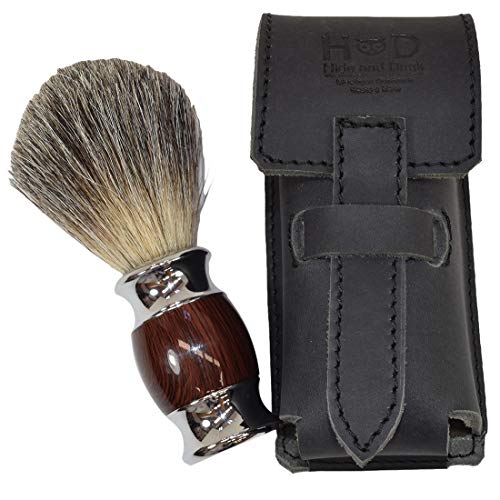 Thick Leather Shaving Barber Brush Case/Travel Protective Sleeve Handmade by Hide & Drink :: Charcoal Black