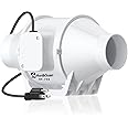 Hon&Guan 3 Inch Duct Fan, High Efficiency Inline Mixed Flow Ventilation System Exhaust Air Fan for Bathroom, Kitchen, Grow Tent, 3D Printer