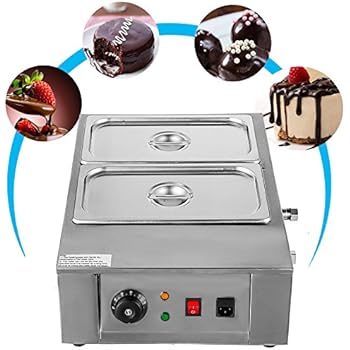 VEVOR 1000W Electric Chocolate Melting Pot Mac for Bakeries Cafes and Fountains Commercial Cocoa Heater Digital Control, 2 Tanks, Silver