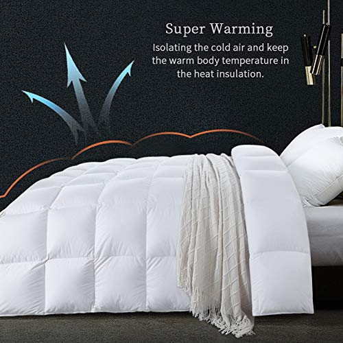 HOMBYS All Season Goose Down Feather Comforter Queen Size White Duvet
