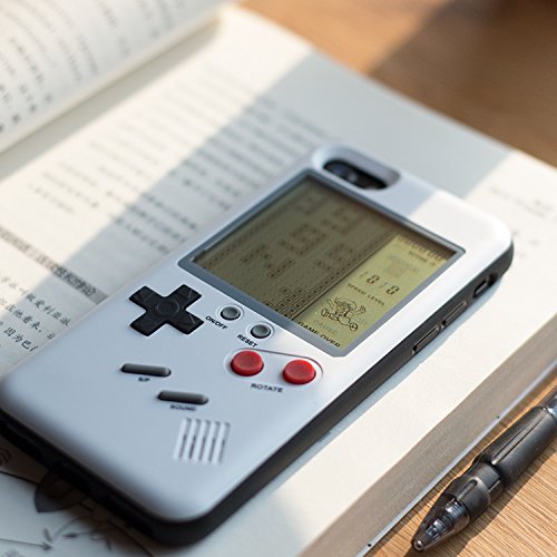 Retro 3D Gameboy Design Style Soft Silicone Cover Case For Apple iPhone Game Installed (7/8 Plus-White)