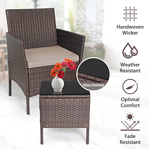 PayLessHere 3Piece Outdoor Wicker Conversation Bistro Set Outdoor