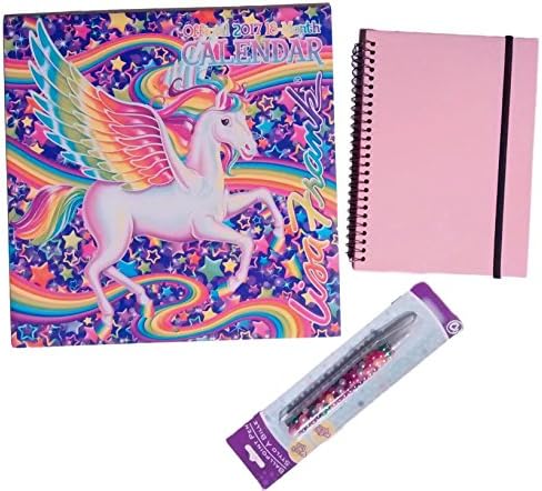 3 PCS-Lisa Frank 2017 12 Month Wall Calendar, Journal/Diary, And Beaded Pen-