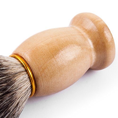 QSHAVE 100% Best Original Pure Badger Hair Shaving Brush Handmade. Real Wood Base. Perfect for Wet Shave, Safety Razor, Double Edge Razor - Thumbnail 5