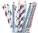 4th of July Straws - Independence Day Flag USA Red, White & Blue Paper Party Straws (25 Pack) - America Patriotic BBQ Supplies primary
