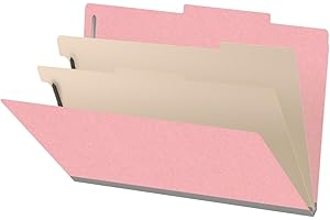 ECOM FOLDERS 18 pt Heavy Duty Top Tab Color Folders, 2/5 Cut ROC Top Tab, Legal Size, 2 Dividers, Pink (Box of 10)