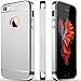 iPhone 5S Case, iPhone 5 Case, iPhone SE Case, COOLQO 3in1 Ultra-Thin Hard Matte Finish Plastic [Tempered Glass Screen Protector] Shockproof Electroplate Cover Skin for Apple iPhone 5SE (Silver)