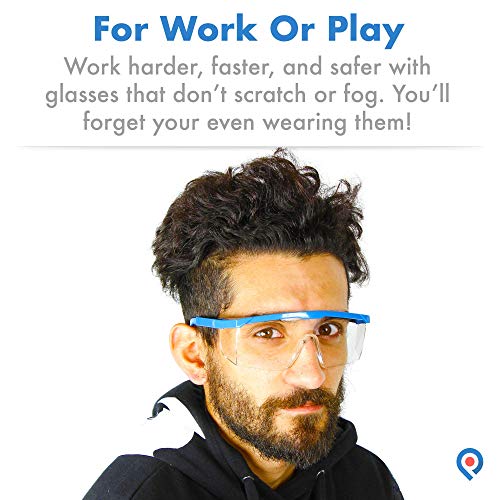 image for Pivit Protective Safety Glasses | Clear Single Lens Blue Frame with Si