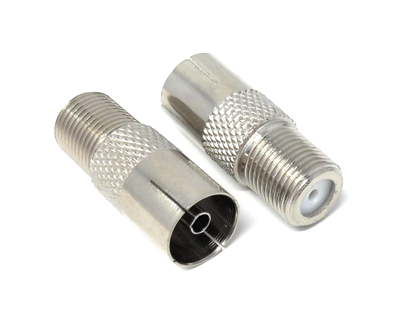 DRUT 2pcs F Type Connector Socket to TV RF Socket Coax Aerial Antenna Female to Female Cable Adapter (Silver)