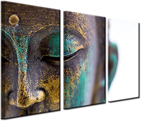 JESCOM Canvas Paintings Wall Art Home Decor 3 Pieces Buddha Statue Face Pictures Home Decor HD Prints Poster for Living Room Framework (No Frame only Canvas, 40x80cmx3)